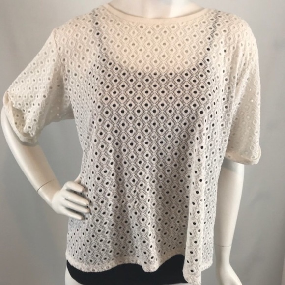 Anthropologie Postage Stamp White Eyelet Shirt - Picture 2 of 4